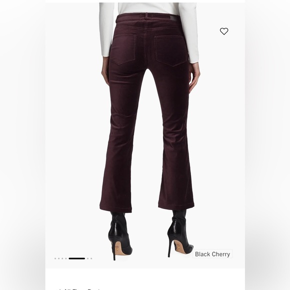 Paige Jeans Black Cherry Velvet High Rise Crop Flare Stretch Size 28 - Picture 5 of 9